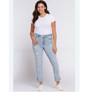 Seven 7 Women’s High Rise Slim Straight Jeans Destructed Light Wash